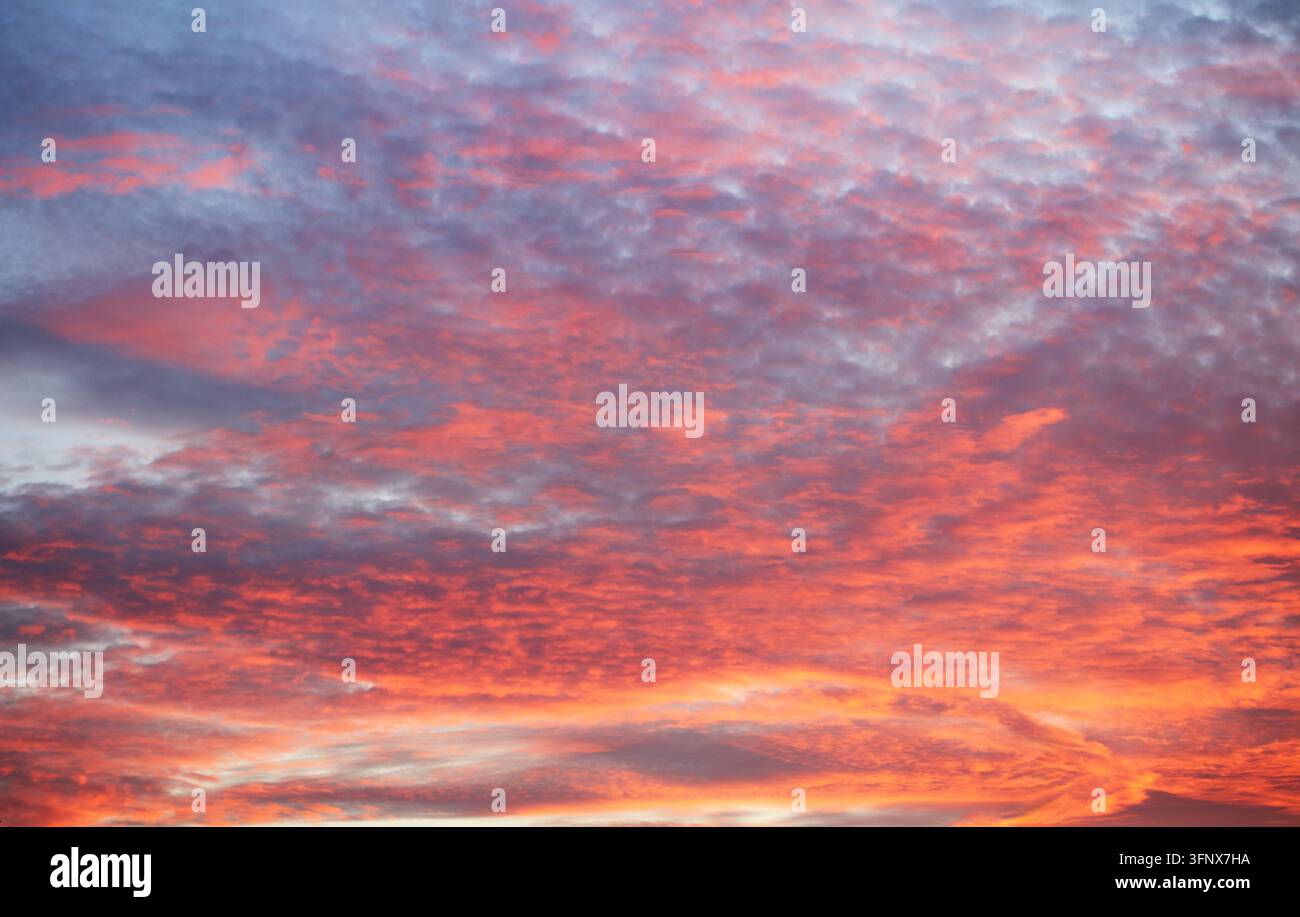 Red clouds at dramatic sunset, Only sky Stock Photo