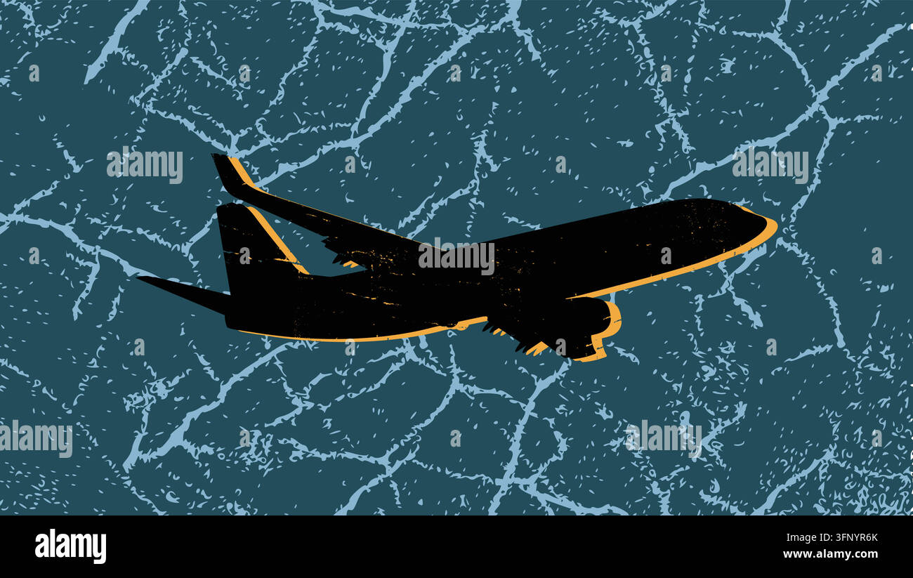 Airplane in the air, color vector illustration Stock Vector