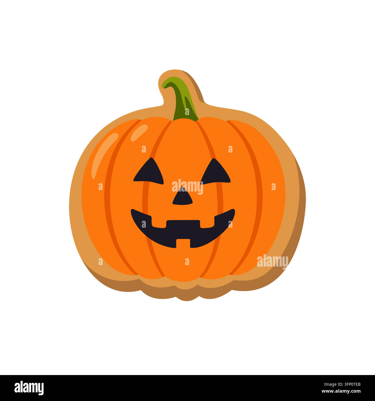 Halloween gingerbread cookie shaped like carved pumpkin Stock Vector