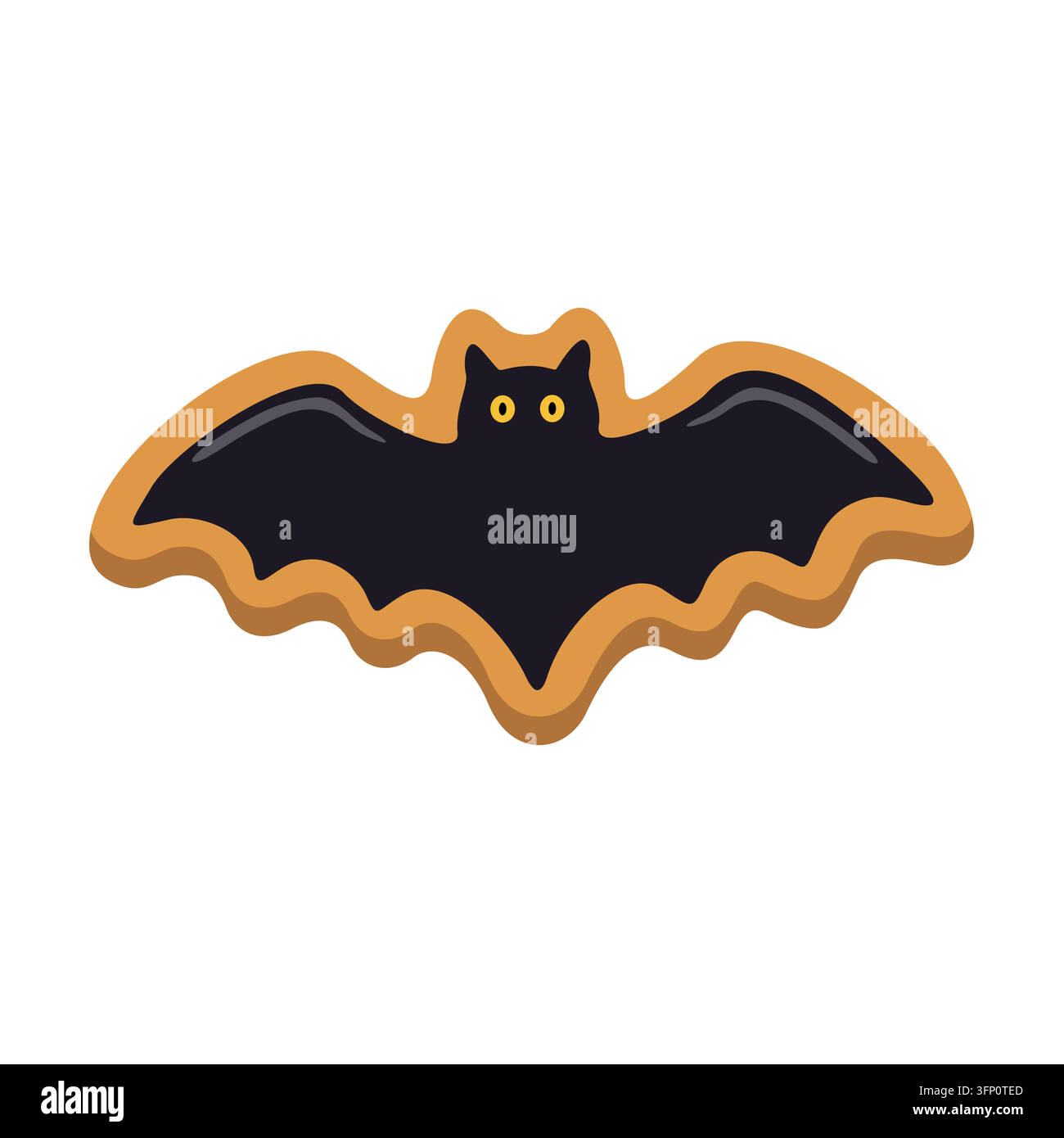 Halloween gingerbread cookie shaped like black bat Stock Vector