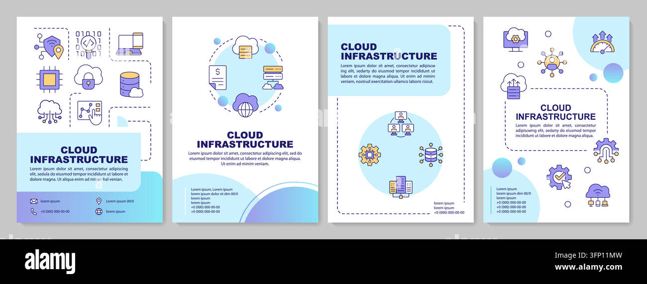 Database management strategy blue gradient brochure design template Stock Vector