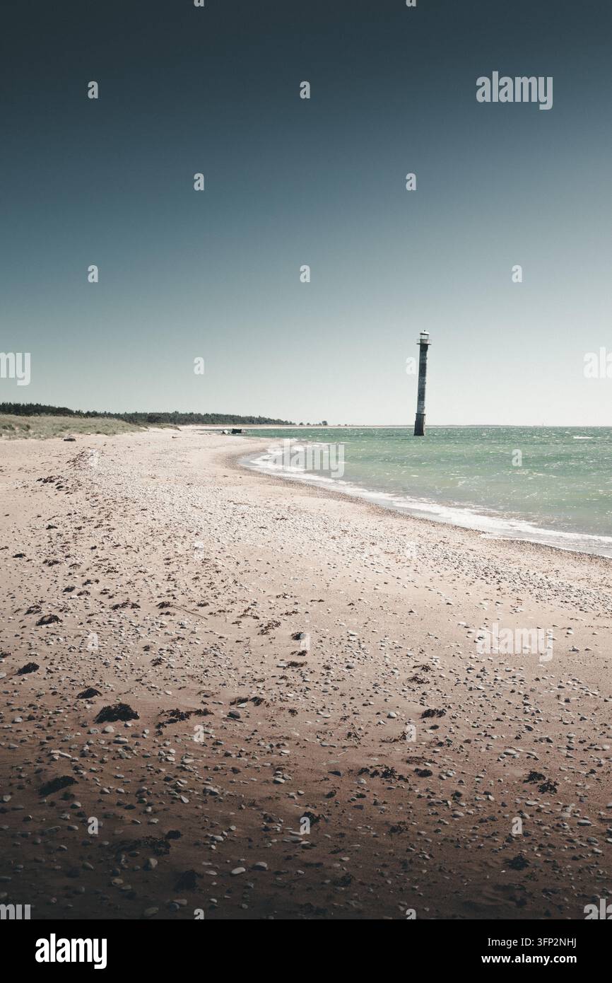 Vector Viewpoint Example View of Kiipsaare lighthouse standing in the sea off the sandy beach in ...
