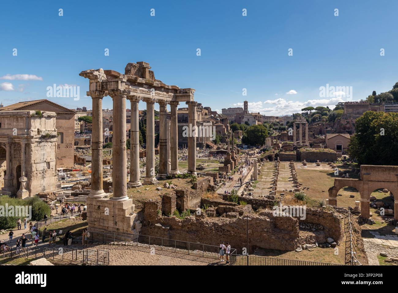 Vector Viewpoint Example View of the Roman Forum with its ancient columns, ruins, and stone ...