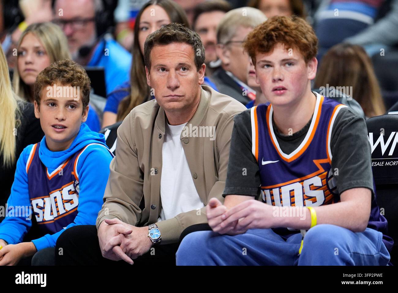 First Humans Mat Phoenix Suns owner Mat Ishbia watches against the Detroit Pistons ...
