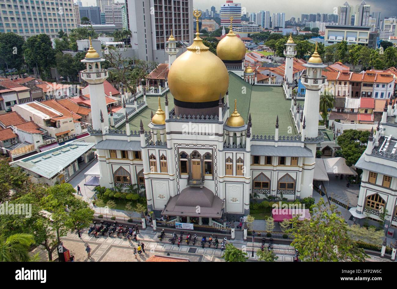 Singapore, Singapore - 03 June 2020: Aerial view of Sultan Mosque with ...