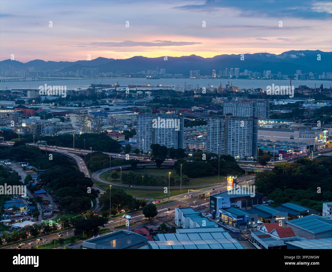 Perai, Malaysia - 01 July 2026: Aerial view of the urban landscape of ...
