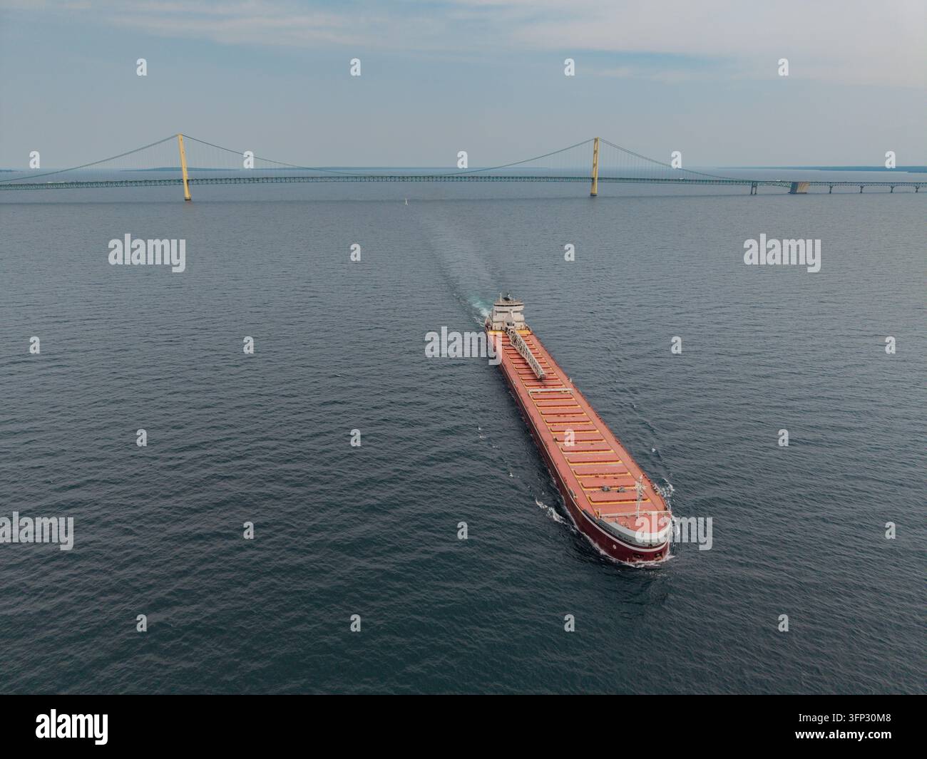 Mackinaw City, Michigan, United States - 30 July 2026: Aerial view of a ...