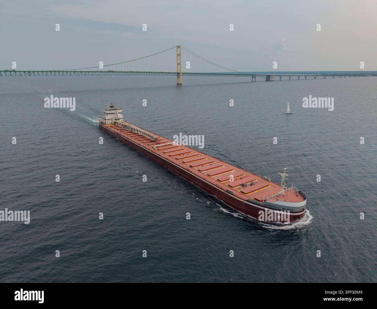 Mackinaw City, Michigan, United States - 30 July 2026: Aerial view of a ...