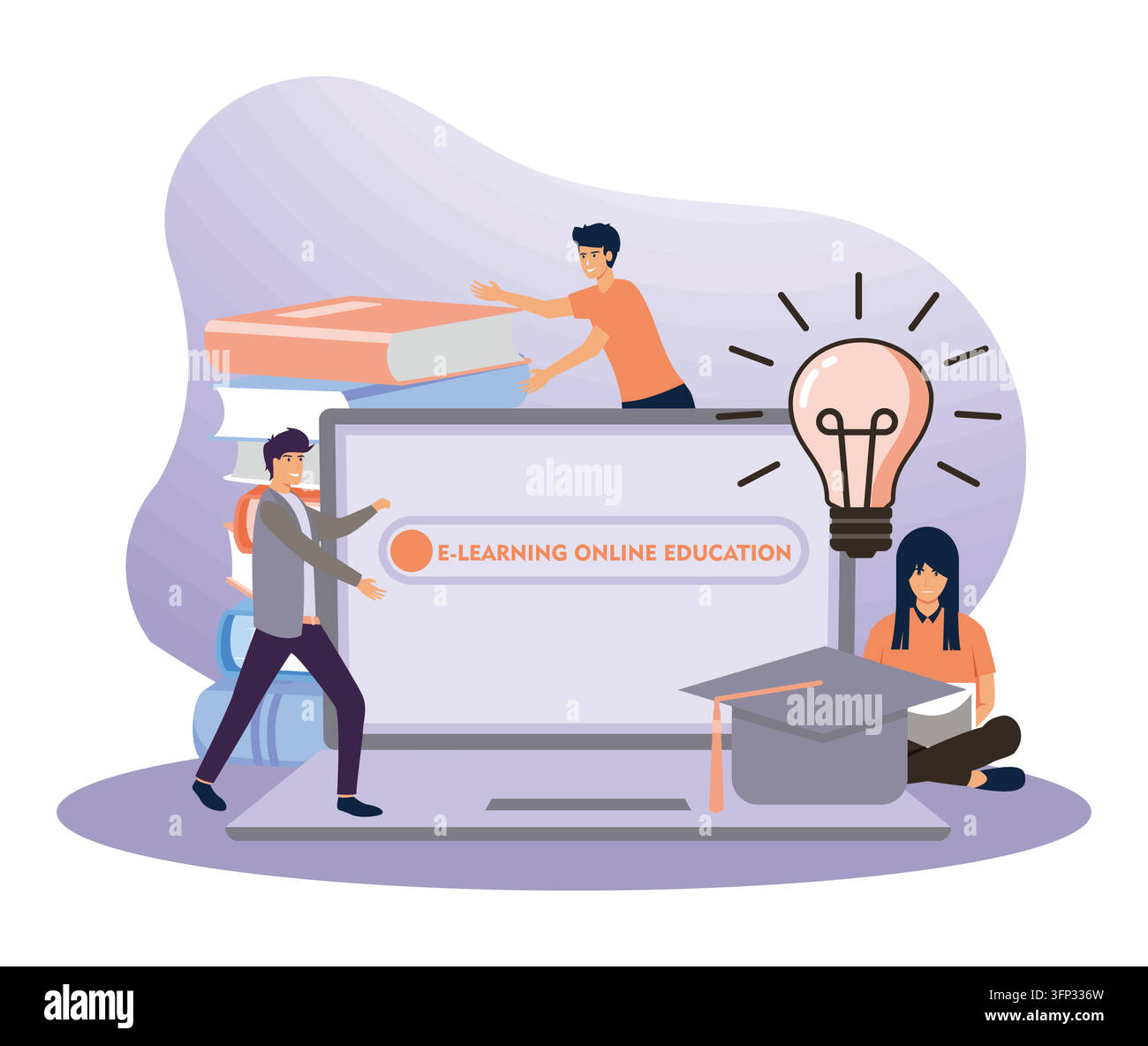 Featuring online learning with students and educational tools that promote digital education. Flat vector modern illustration Stock Vector