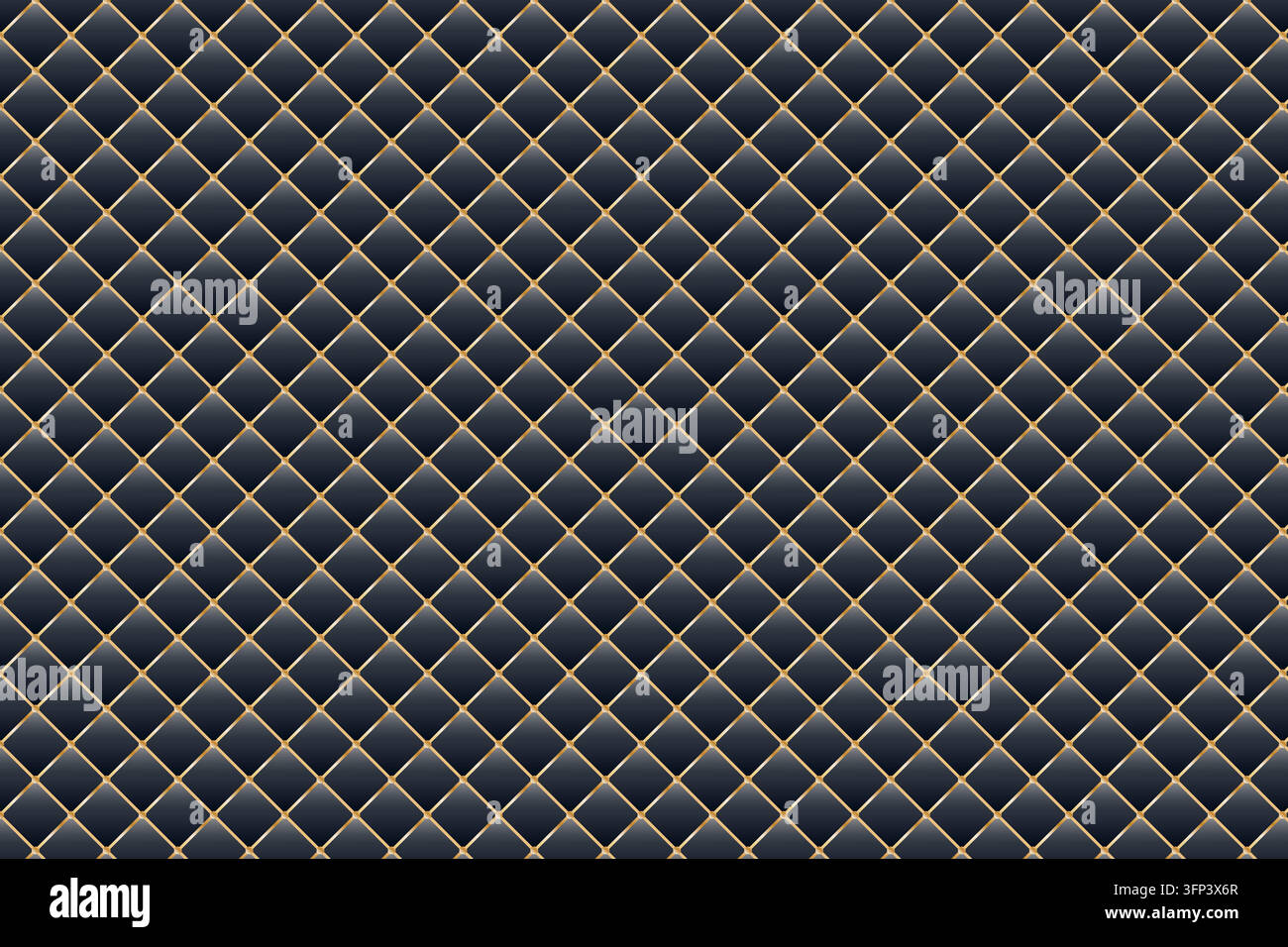 Dark Blue and Gold Quilted Diamond Texture Background Luxury Royal Fabric Design Stock Vector