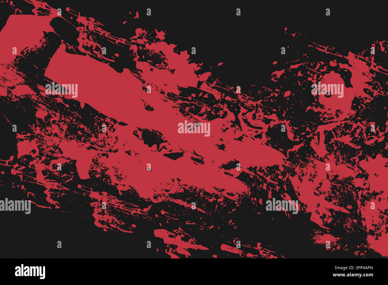 Red Grunge Brushstroke Texture on Black Background. Bold distressed rough vector texture. Scary horror red banner. Abstract damaged flat retro texture Stock Vector