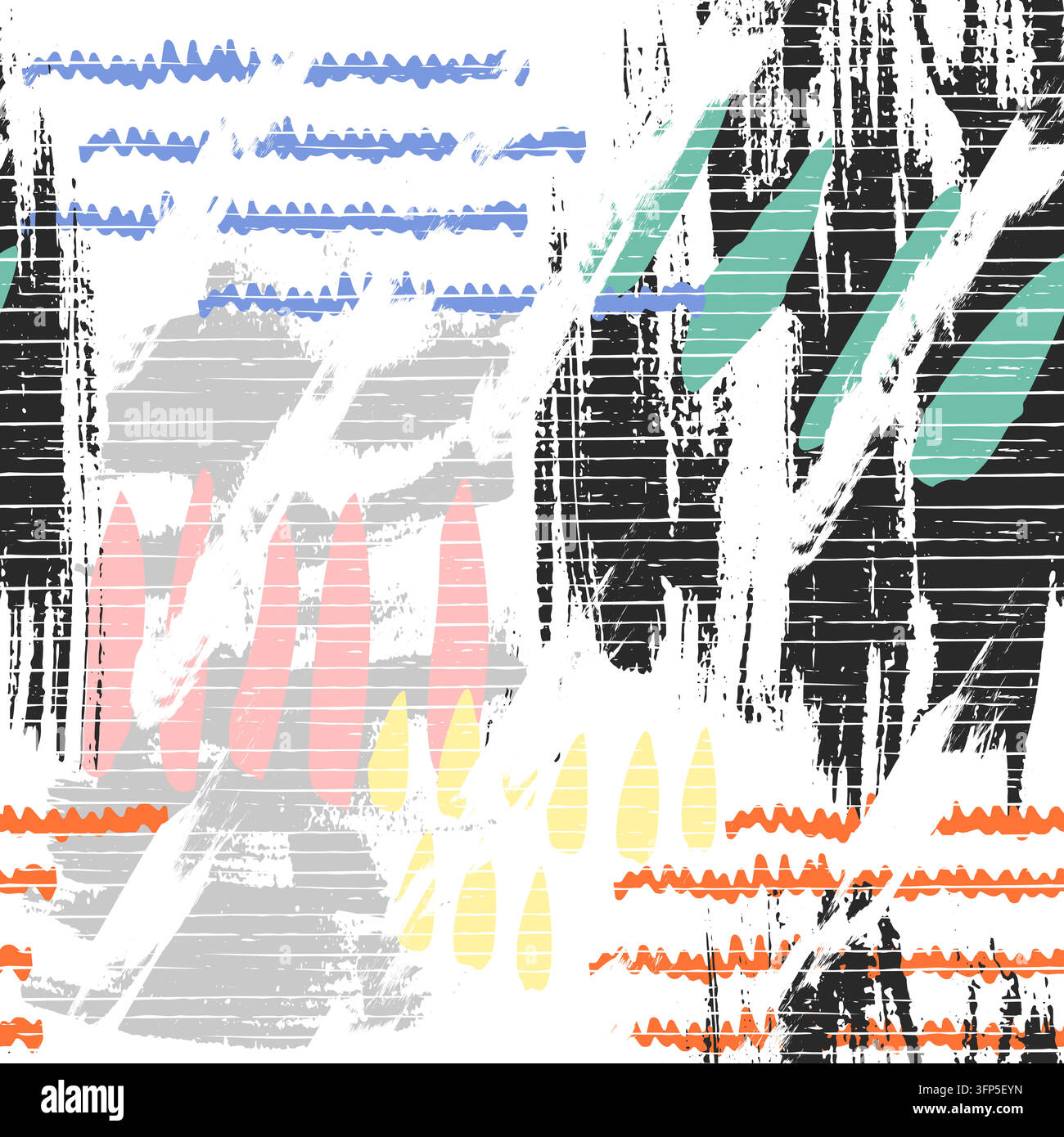 Abstract pattern with hand drawn sketchy shapes Stock Vector
