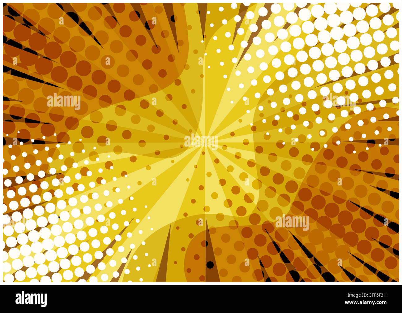 Abstract wavy yellow retro comic background Stock Vector
