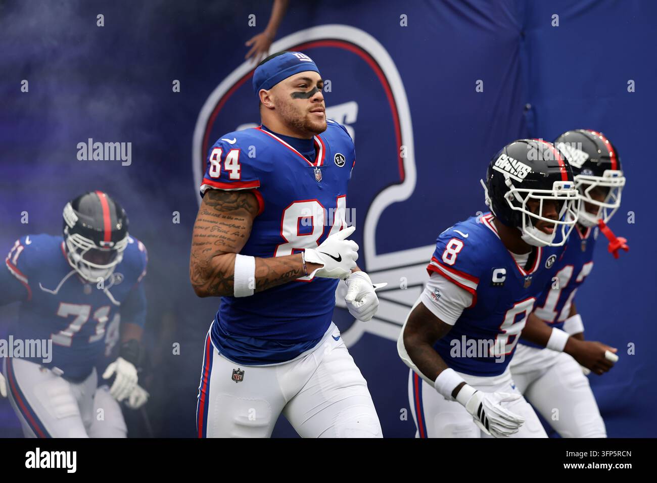 New York Giants tight end Theo Johnson (84) takes the field during an ...