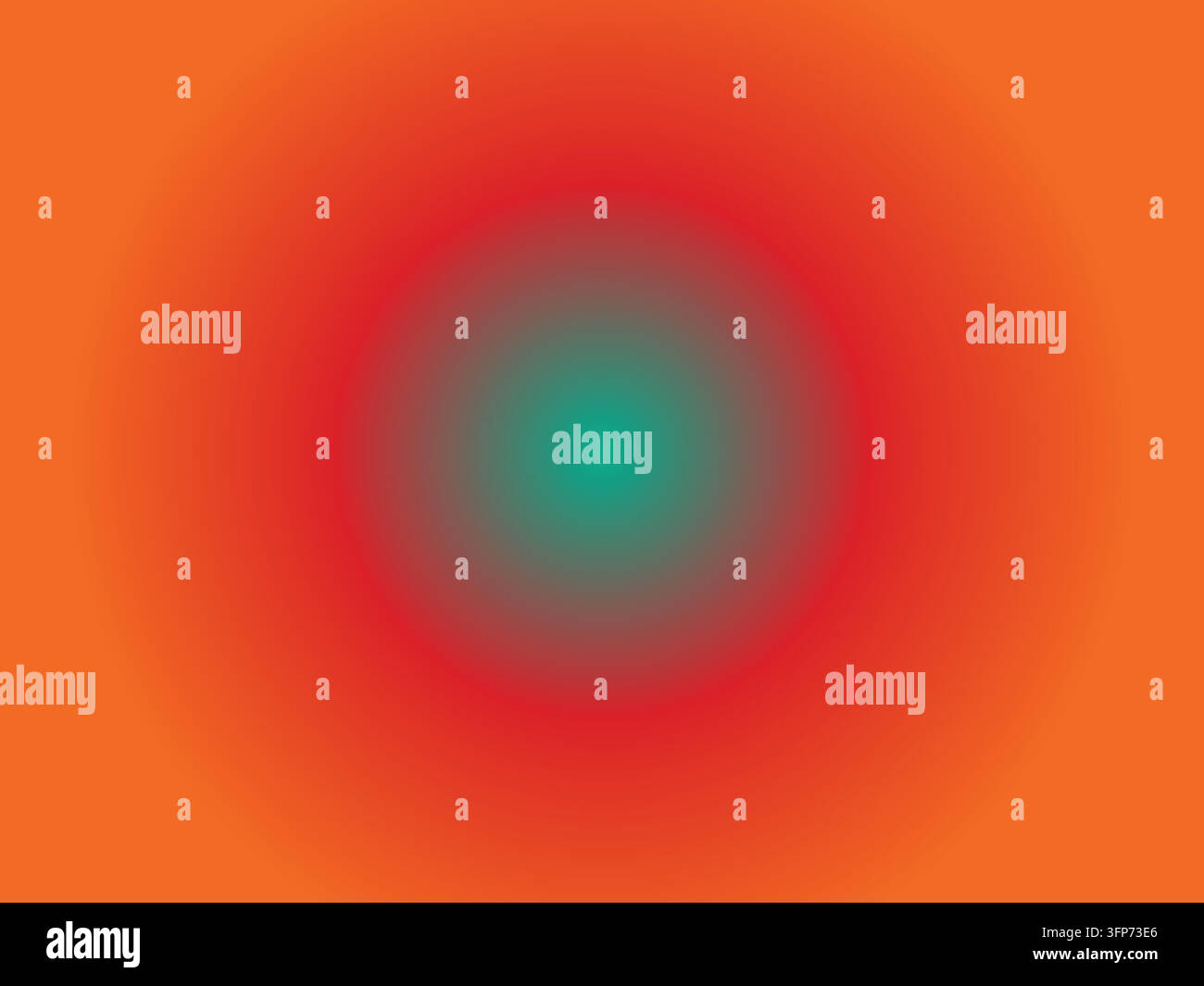 Abstract radial gradient on orange background. Center features teal blending to red. Stock Vector