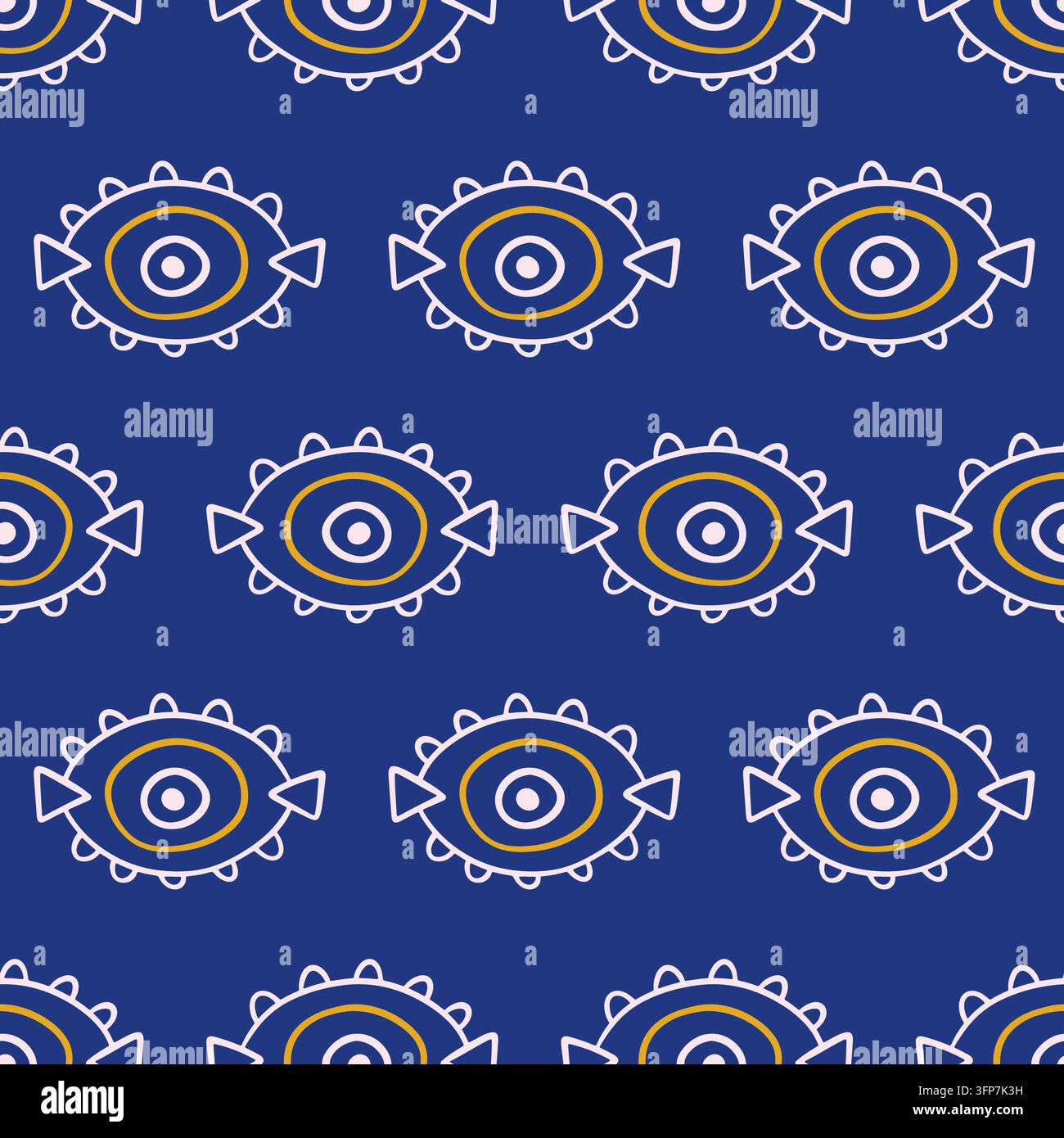 Greek evil eye seamless pattern abstract motifs Stock Vector