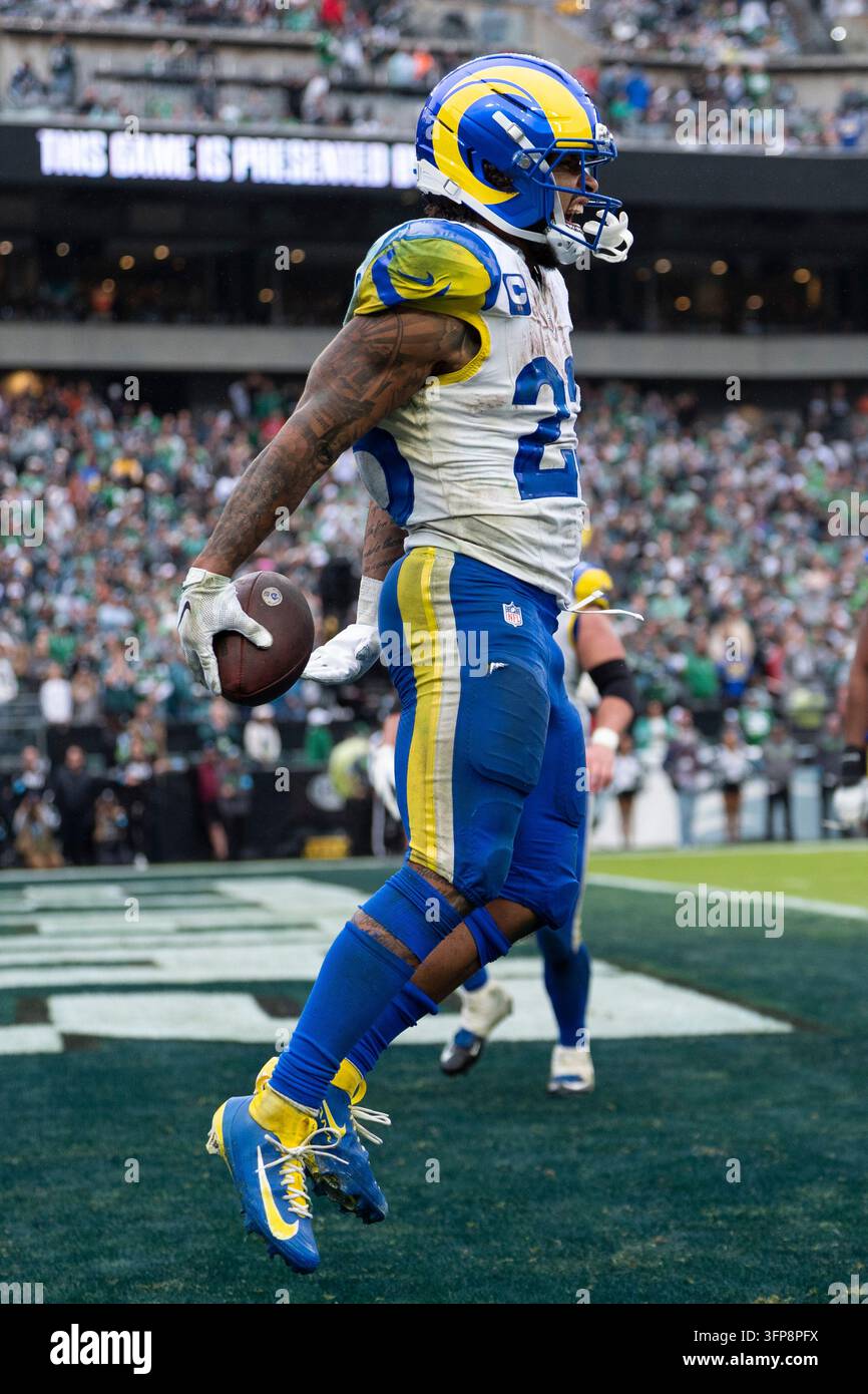 Los Angeles Rams running back Kyren Williams (23) reacts to his ...