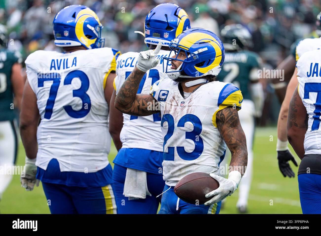 Los Angeles Rams running back Kyren Williams (23) reacts to his ...