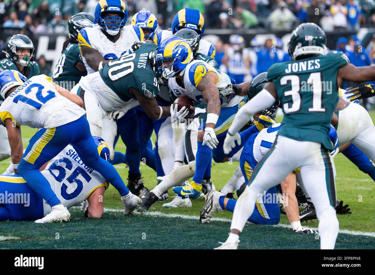 Process Line Break In Los Angeles Rams running back Kyren Williams (23) breaks trough the ...
