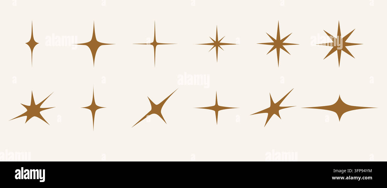 Y2K retro star icons. Stock Vector