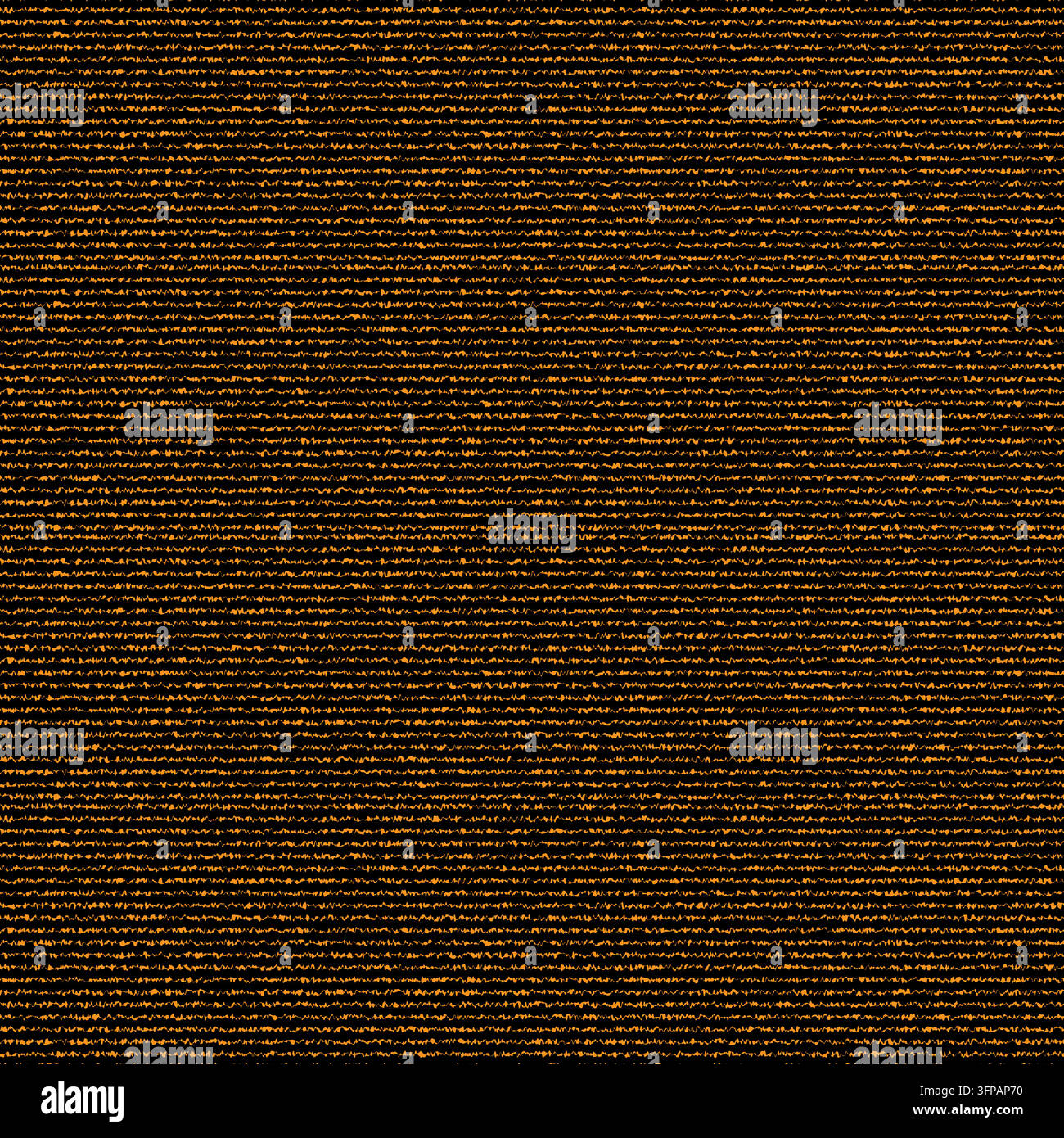 A seamless digital texture featuring repeating horizontal wavy orange lines against a solid black background, creating a modern minimalist aesthetic. Stock Vector