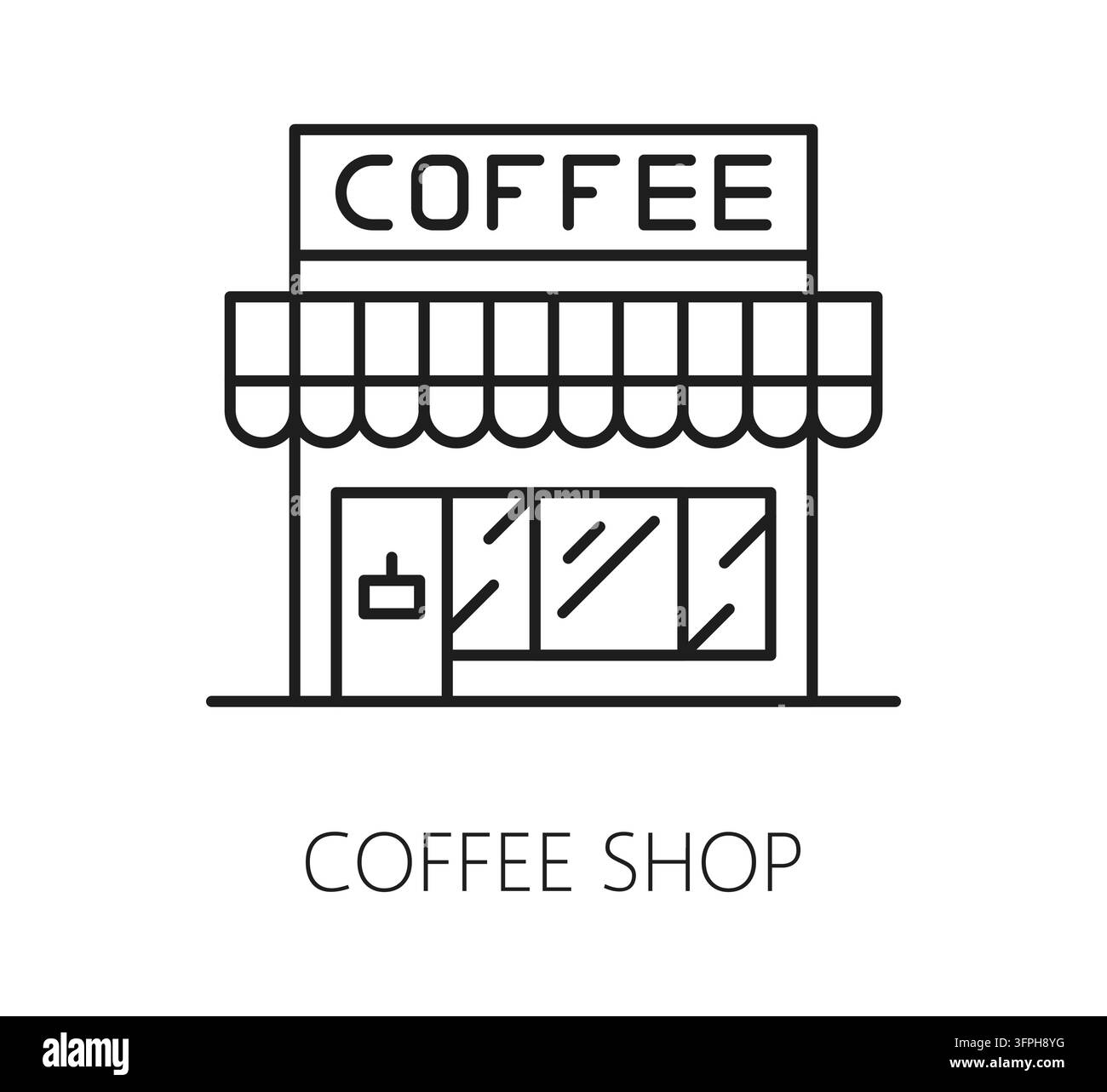 Coffee shop building icon of city architecture and commercial retail ...