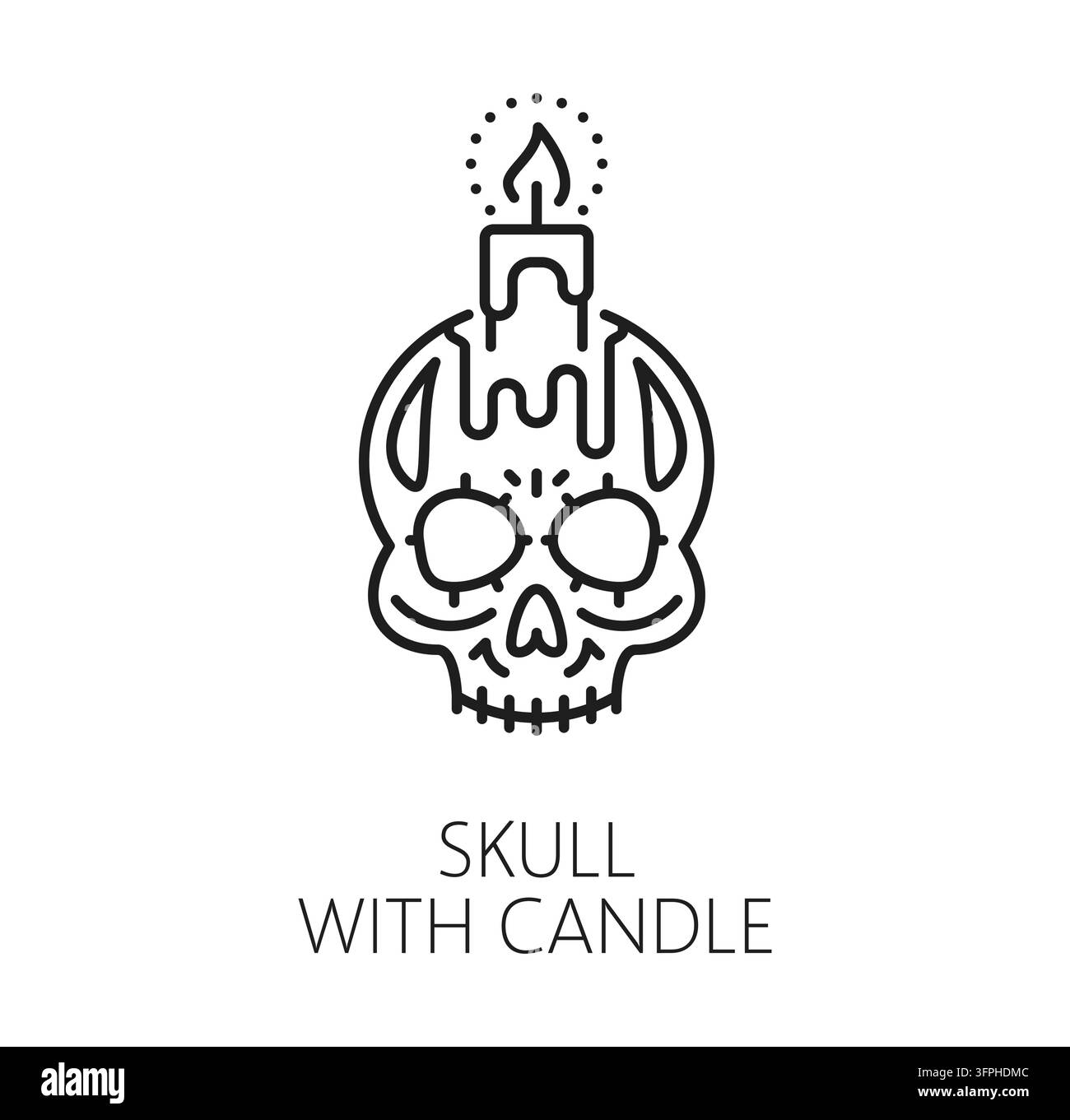 Skull with candle icon, Mexican Day of the Dead or Dia De Los Muertos ...
