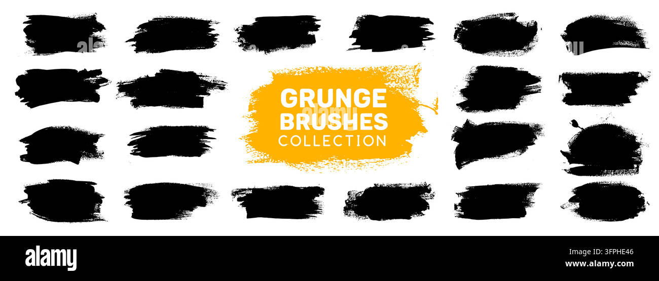 Graffiti ink grunge shapes set of black smudge spray or paint stain ...