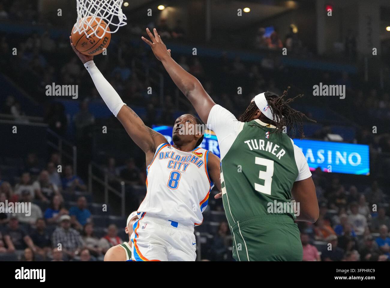 Thgunder Vector Oklahoma City Thunder guard Jalen Williams (8) shoots in front of ...
