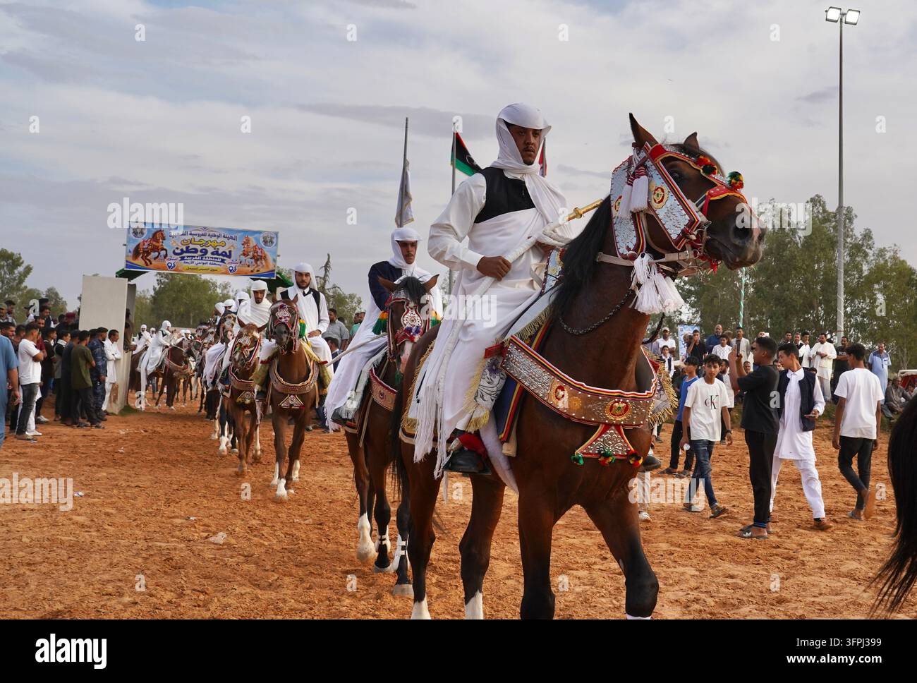 Vector For Riders (261008) -- TRIPOLI, Oct. 8, 2026 (Xinhua) -- Riders take part in a ...