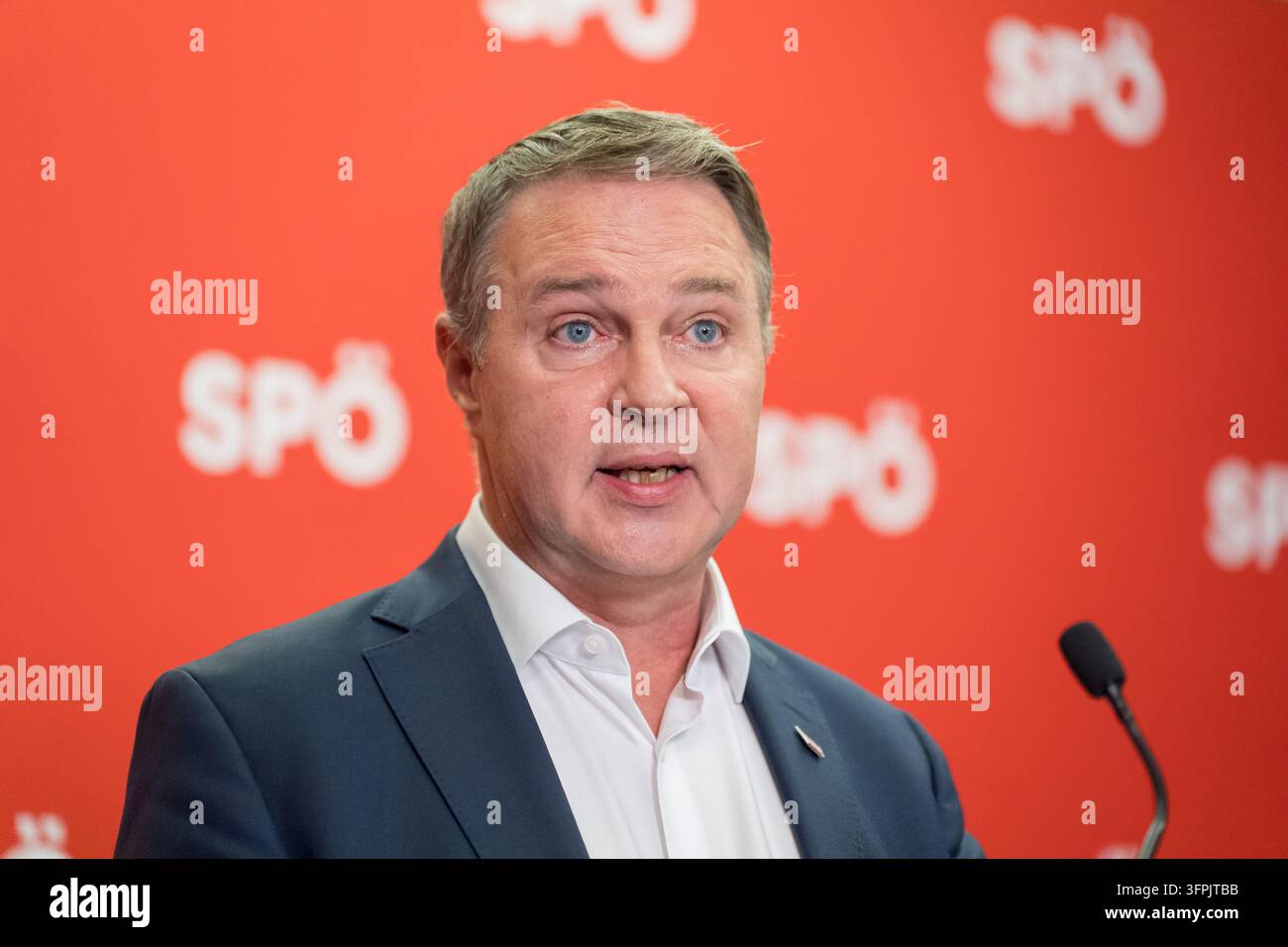 Vice-Chancellor Andreas Babler (SPÖ) making a statement following a ...