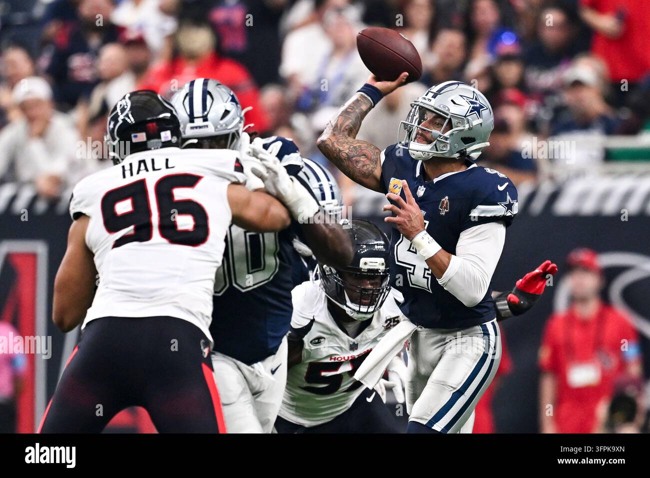 Dallas Cowboys quarterback Dak Prescott (4) looks to pass the ball ...