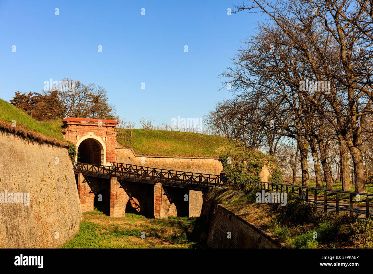 Bringe Image Traditional wooden bridge spanning a defensive moat hi-res stock ...