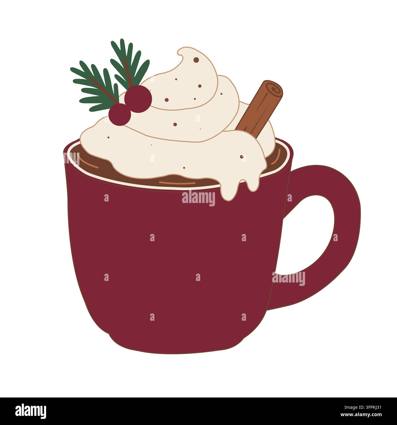 Hand-drawn Christmas hot chocolate Stock Vector