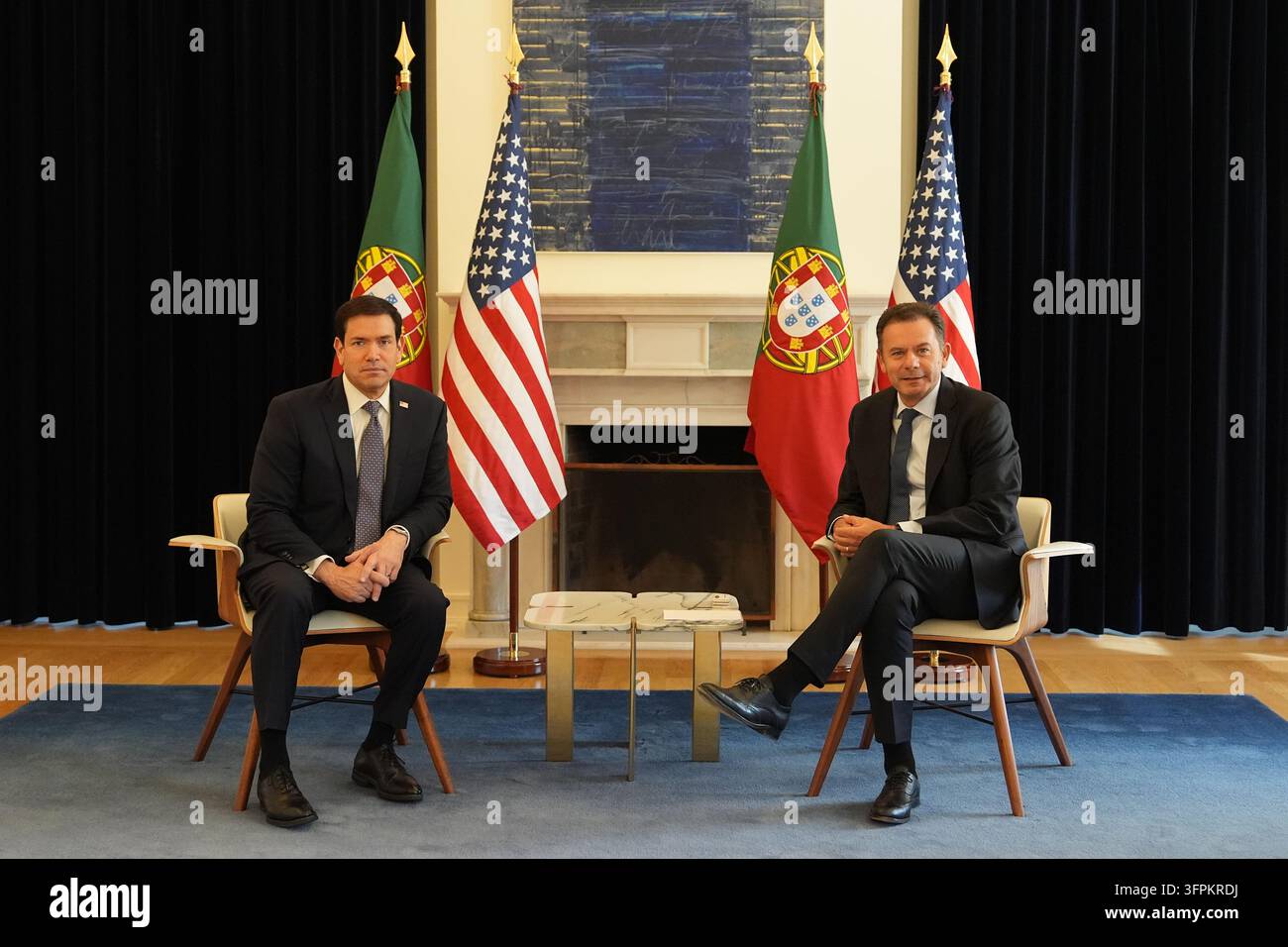 U.S. Secretary of State Marco Rubio, left, meets with Portugal's Prime ...