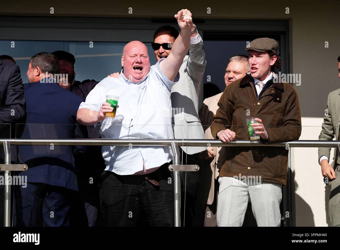 Racegoers celebrate at Bath Racecourse. Picture date: Thursday October 8, 2026. Stock Photo