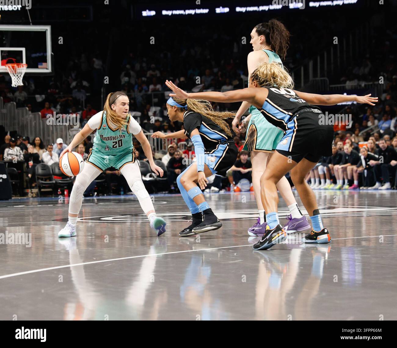 The New York Liberty take on the Atlanta Dream at State Farm Arena in ...