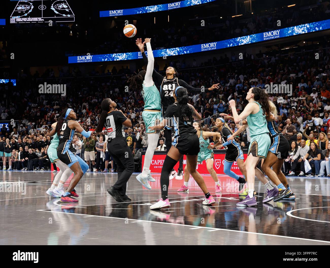 The New York Liberty take on the Atlanta Dream at State Farm Arena in ...
