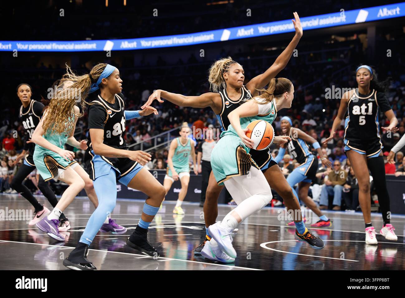 The New York Liberty take on the Atlanta Dream at State Farm Arena in ...