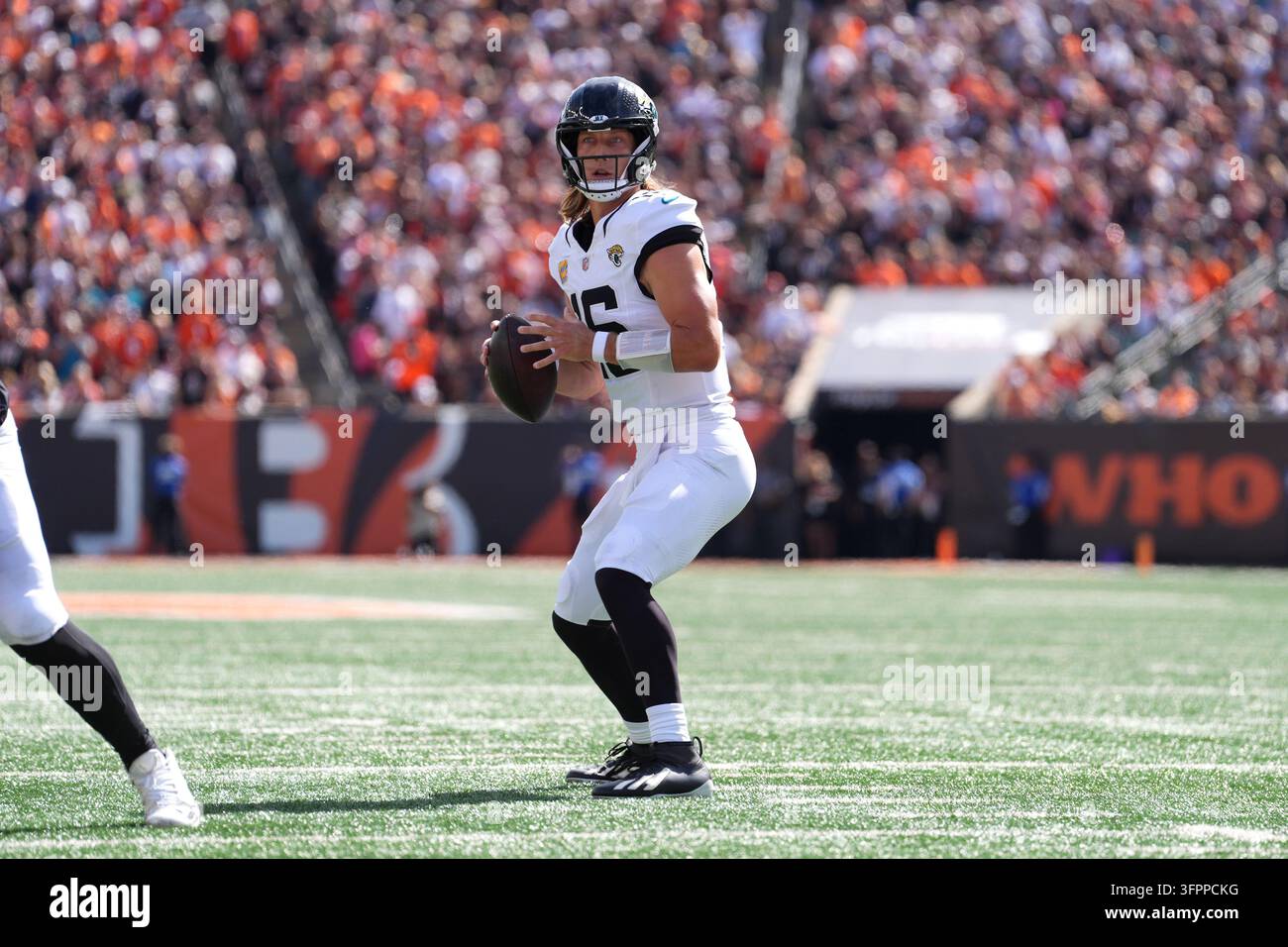 Jacksonville Jaguars quarterback Trevor Lawrence (16) throws during an ...
