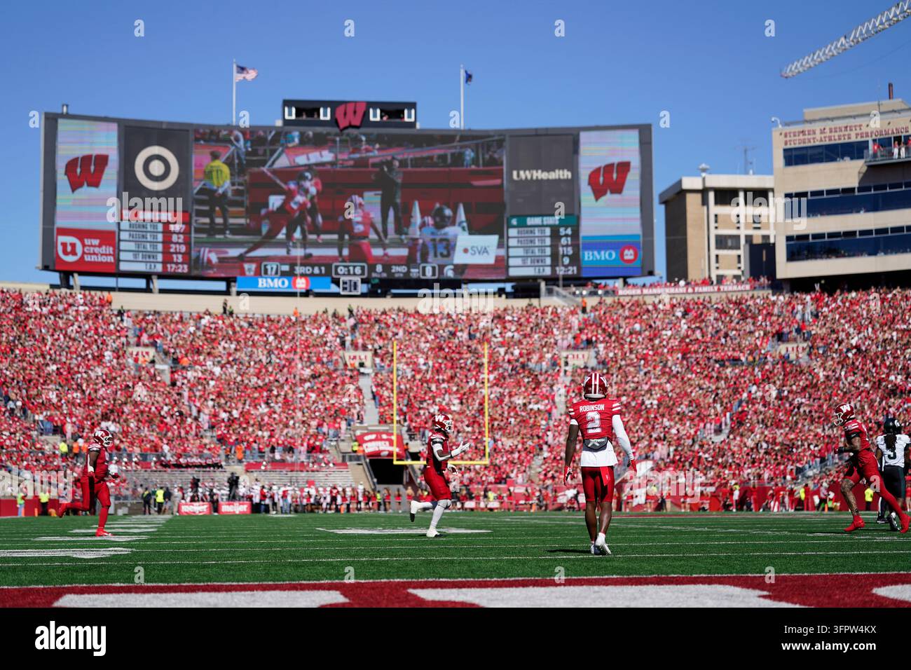 Wisconsin's Javan Robinson looks on during an NCAA college football ...