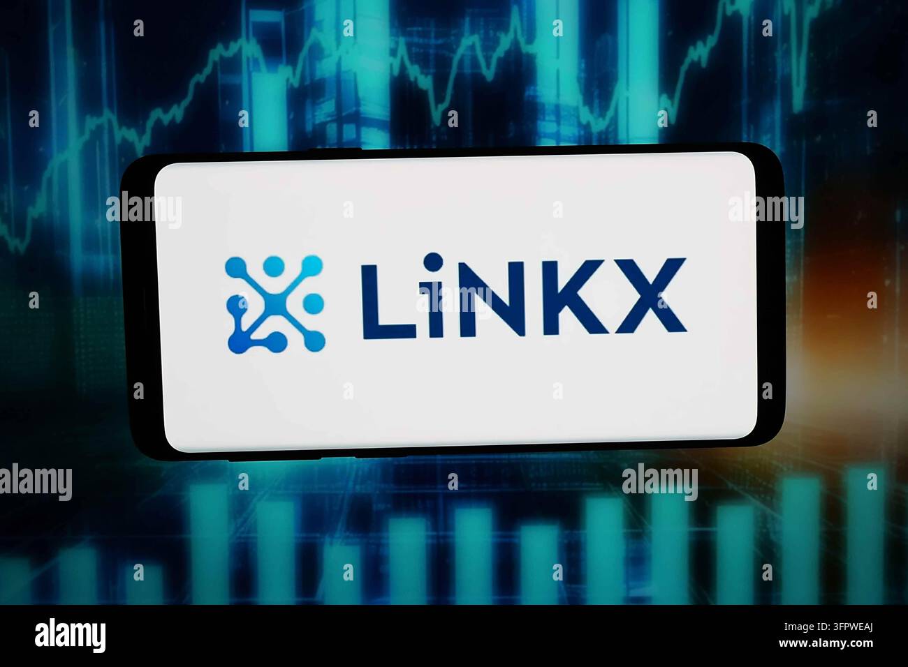 In this photo illustration, the logo of Japanese software company LiNKX ...