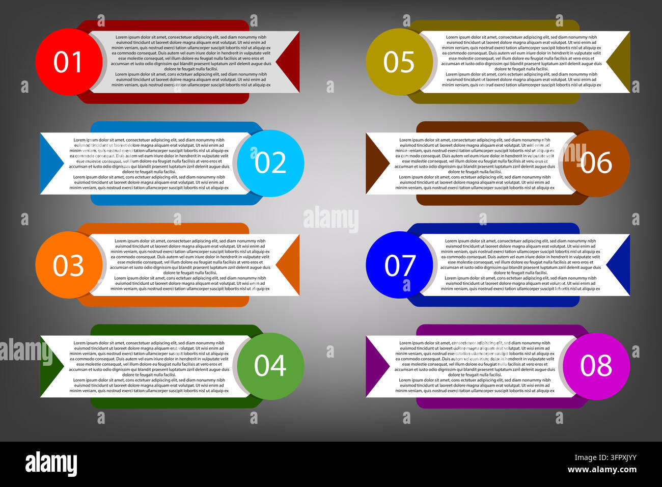 3D Infographics Gradient Numbered List Elements Set Modern Business ...