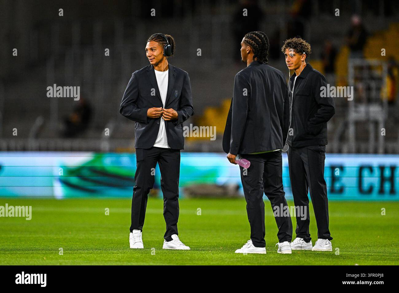 Ismaelo GANIOU and Mezian MESLOUB SOARES of RC Lens prior Ligue 1 ...