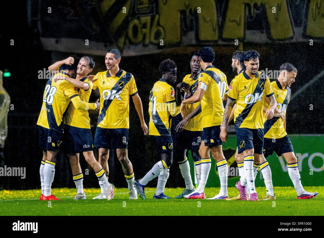 BREDA - NAC Breda defender Charles-Andreas Brym scores to make it 1-0 ...