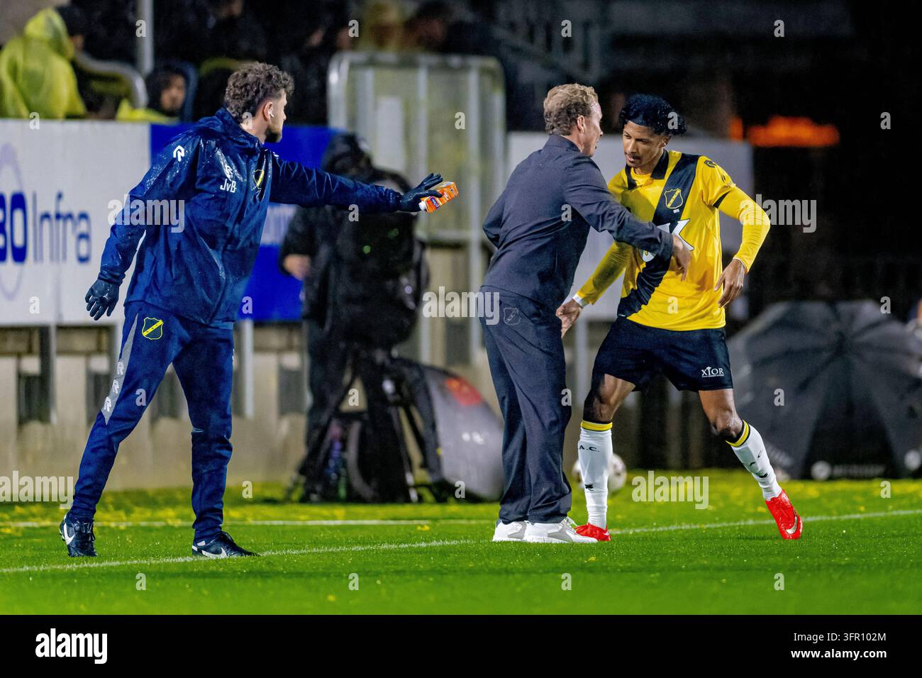 BREDA - NAC Breda defender Charles-Andreas Brym scores to make it 1-0 ...
