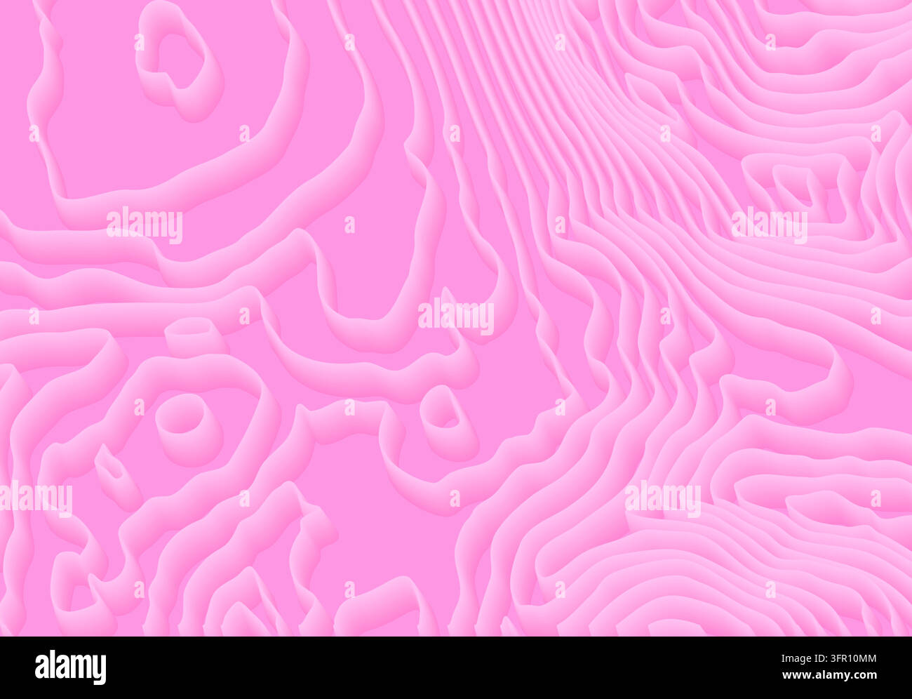 Abstract pink topographic contour line pattern, map texture background Stock Vector