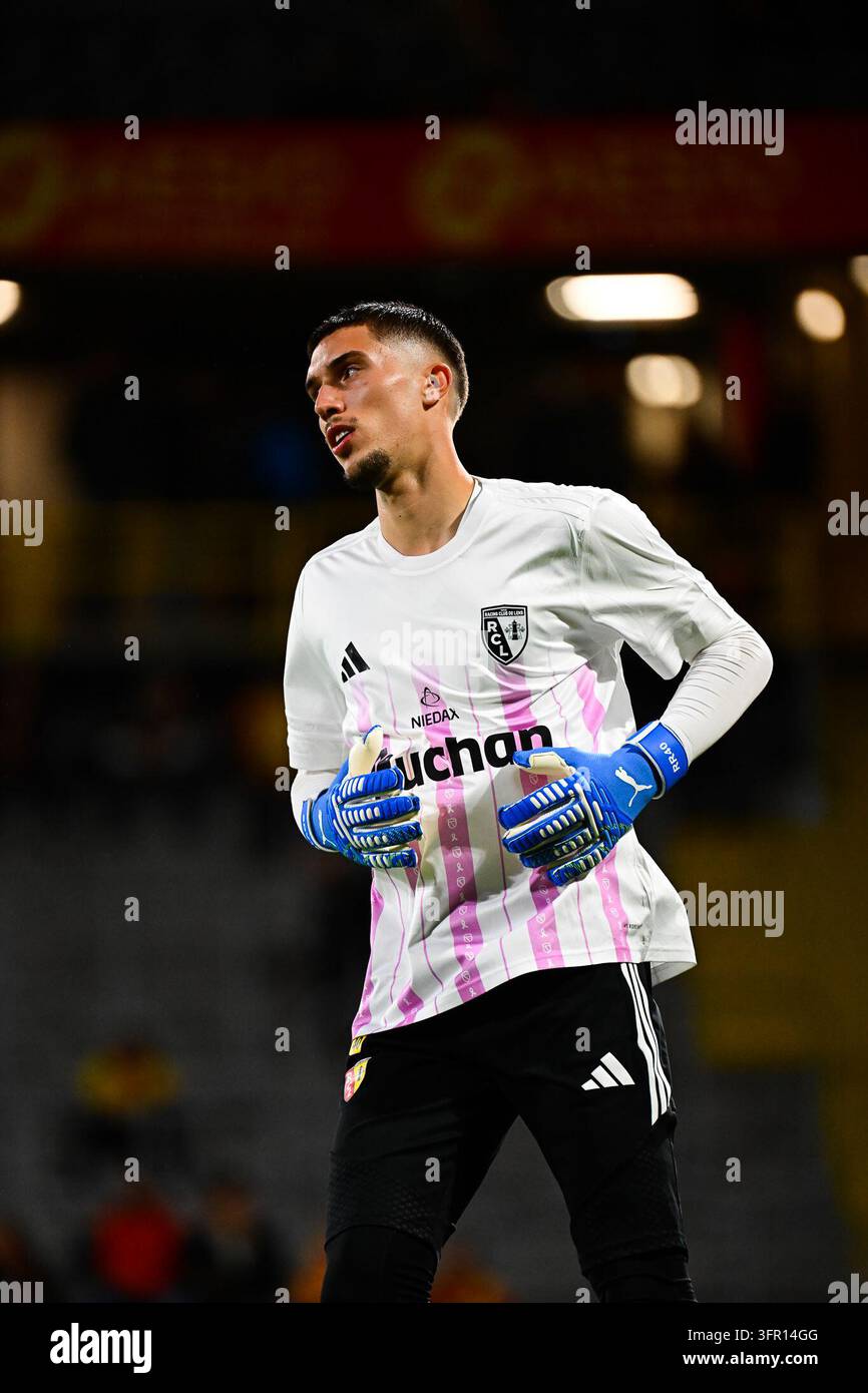 Robin RISSER of RC Lens prior Ligue 1 McDonald's match between Lens and ...