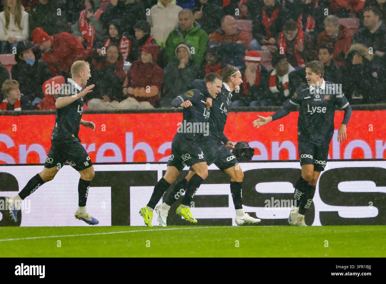Bergen 20261009. Brann celebrates after scoring 2-0 during the elite ...