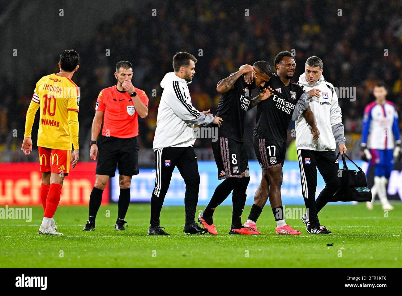 Lois OPENDA of Lyon looks injured during Ligue 1 McDonald's match ...